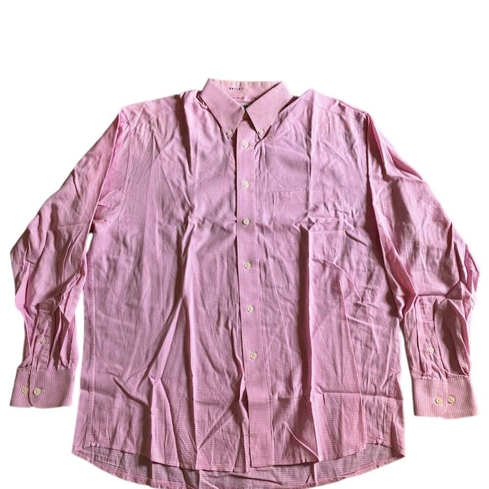 Pierre Balmain Men's Pink Checkered Long Sleeve Dress‎ Shirt 16.5